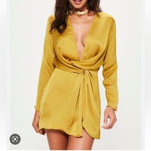 Misguided wrap dress yellow size US size 4 NWT